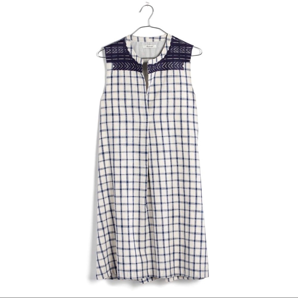 Madewell Sunray Embroidered Checkered Shirtdress S